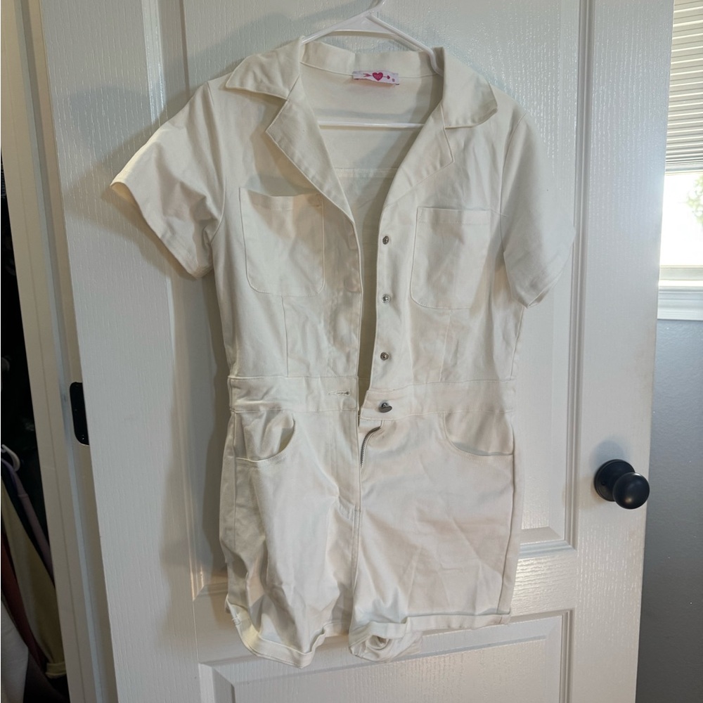 Buddy Love White Button-Up Short Sleeve Romper